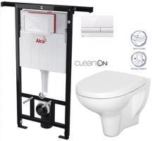 ALCADRAIN Jádromodul předstěnový instalační systém s bílým tlačítkem M1710 + WC CERSANIT ARTECO CLEANON + SEDÁTKO AM102/1120 M1710 AT1