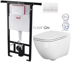 ALCADRAIN Jádromodul předstěnový instalační systém s bílým tlačítkem M1710 + WC CERSANIT CLEANON CASPIA + SEDÁTKO AM102/1120 M1710 CP1