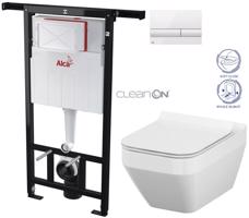 ALCADRAIN Jádromodul předstěnový instalační systém s bílým tlačítkem M1710 + WC CERSANIT CLEANON CREA čtverec + SEDÁTKO AM102/1120 M1710 CR2