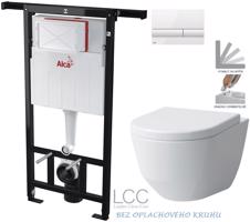 ALCADRAIN Jádromodul předstěnový instalační systém s bílým tlačítkem M1710 + WC LAUFEN PRO LCC RIMLESS + SEDÁTKO AM102/1120 M1710 LP2