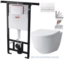 ALCADRAIN Jádromodul předstěnový instalační systém s bílým tlačítkem M1710 + WC LAUFEN PRO RIMLESS + SEDÁTKO AM102/1120 M1710 LP1