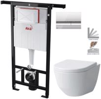 ALCADRAIN Jádromodul předstěnový instalační systém s chromovým tlačítkem M1721 + WC LAUFEN PRO + SEDÁTKO AM102/1120 M1721 LP3