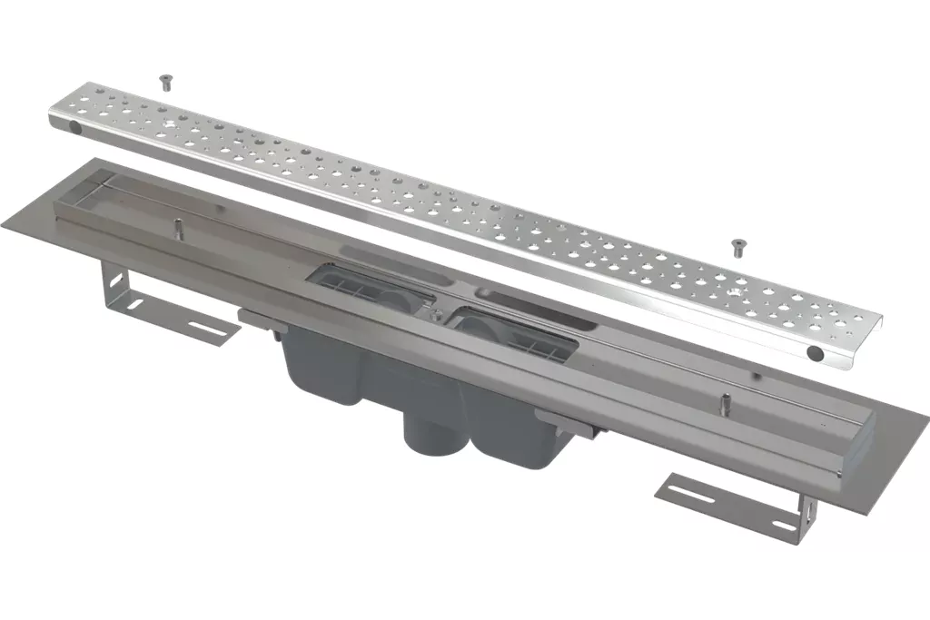 Alcadrain Podlahový žlab Antivandal s roštem, svislý odtok APZ1011-1150M APZ1011-1150M