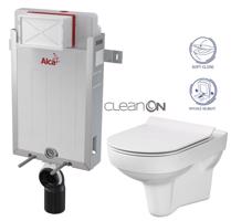 ALCADRAIN Renovmodul předstěnový instalační systém bez tlačítka + WC CERSANIT CITY NEW CLEANON + WC SEDÁTKO SLIM AM115/1000 X CI2