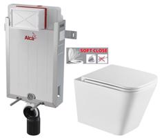 ALCADRAIN Renovmodul předstěnový instalační systém bez tlačítka + WC INVENA FLORINA WITH SOFT, včetně soft/close sedátka AM115/1000 X FL1