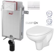 ALCADRAIN Renovmodul předstěnový instalační systém s bílým tlačítkem M1710 + WC CERSANIT ARTECO CLEANON + SEDÁTKO AM115/1000 M1710 AT1