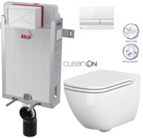 ALCADRAIN Renovmodul předstěnový instalační systém s bílým tlačítkem M1710 + WC CERSANIT CLEANON CASPIA + SEDÁTKO AM115/1000 M1710 CP1