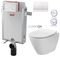 ALCADRAIN Renovmodul předstěnový instalační systém s bílým tlačítkem M1710 + WC CERSANIT CLEANON CITY AM115/1000 M1710 CI1