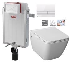 ALCADRAIN Renovmodul předstěnový instalační systém s bílým tlačítkem M1710 + WC JIKA PURE + SEDÁTKO SLOWCLOSE AM115/1000 M1710 PU2