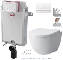 ALCADRAIN Renovmodul předstěnový instalační systém s bílým tlačítkem M1710 + WC LAUFEN PRO LCC RIMLESS + SEDÁTKO AM115/1000 M1710 LP2