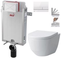 ALCADRAIN Renovmodul předstěnový instalační systém s bílým tlačítkem M1710 + WC LAUFEN PRO + SEDÁTKO AM115/1000 M1710 LP3