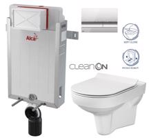 ALCADRAIN Renovmodul předstěnový instalační systém s chromovým tlačítkem M1721 + WC CERSANIT CITY NEW CLEANON + WC SEDÁTKO SLIM AM115/1000 M1721 CI2