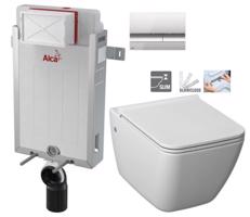 ALCADRAIN Renovmodul předstěnový instalační systém s chromovým tlačítkem M1721 + WC JIKA PURE + SEDÁTKO SLOWCLOSE AM115/1000 M1721 PU2