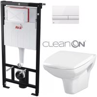 ALCADRAIN Sádromodul předstěnový instalační systém s bílým tlačítkem M1710 + WC CERSANIT CLEANON CARINA  + SEDÁTKO AM101/1120 M1710 CA1