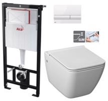 ALCADRAIN Sádromodul předstěnový instalační systém s bílým tlačítkem M1710 + WC JIKA PURE + SEDÁTKO DURAPLAST AM101/1120 M1710 PU1