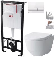 ALCADRAIN Sádromodul předstěnový instalační systém s bílým tlačítkem M1710 + WC LAUFEN PRO + SEDÁTKO AM101/1120 M1710 LP3