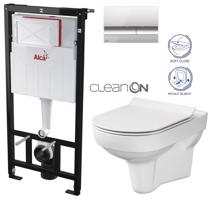 ALCADRAIN Sádromodul předstěnový instalační systém s chromovým tlačítkem M1721 + WC CERSANIT CITY NEW CLEANON + WC SEDÁTKO SLIM AM101/1120 M1721 CI2