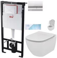 ALCADRAIN Sádromodul předstěnový instalační systém s chromovým tlačítkem M1721 + WC Ideal Standard Tesi se sedátkem SoftClose, AquaBlade  AM101/1120 M1721 TE1