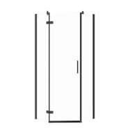 CERSANIT Pětiúhelný sprchový kout JOTA 80X80X195, LEVÝ, průhledné sklo, černý S160-012