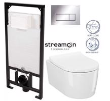 DEANTE Podomítkový rám, pro závěsné WC mísy + SLIM tlačítko chrom + WC CERSANIT INVERTO + SEDÁTKO DURAPLAST SOFT-CLOSE CST_WC01 051P IN1