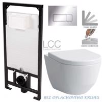 DEANTE Podomítkový rám, pro závěsné WC mísy + SLIM tlačítko chrom + WC LAUFEN PRO LCC RIMLESS + SEDÁTKO CST_WC01 051P LP2