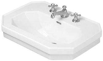 DURAVIT 1930 Umyvadlo 700x500 mm, s přepadem, 1 otvor pro baterii, WonderGliss, bílá 04387000001