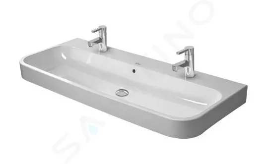 DURAVIT Happy D.2 Dvojumyvadlo 1200x505 mm, s přepadem, 2 otvory pro baterie, bílá 2318120024