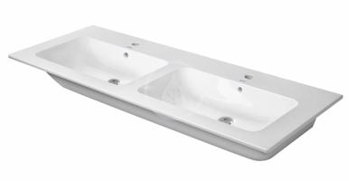 DURAVIT ME by Starck Dvojumyvadlo nábytkové 1300x490 mm, s přepadem, 2 otvory pro baterie, WonderGliss, bílá 23361300001