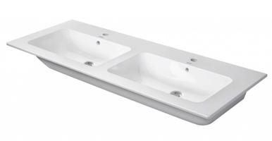 DURAVIT ME by Starck Dvojumyvadlo nábytkové 130x49 cm, s přepadem, 2 otvory pro baterie, WonderGliss, bílá 23361300001