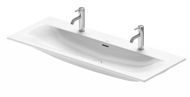 DURAVIT Viu Dvojumyvadlo 123x49 cm, s přepadem, 2 otvory pro baterii, WonderGliss, bílá 23441200241