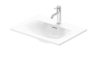 DURAVIT Viu Umyvadlo na desku, 600x450 mm, zápustné, s přepadem, s otvorem pro baterii, WonderGliss, bílá 03856000001