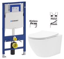 GEBERIT Duofix bez tlačítka + WC REA Carlo Flat Mini Rimless + SEDÁTKO 111.300.00.5 CF1