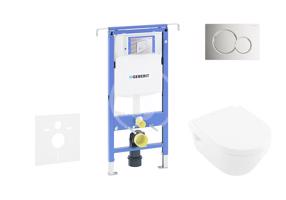 GEBERIT Duofix Modul pro závěsné WC s tlačítkem Sigma01, lesklý chrom + Villeroy Boch WC a sedátko, DirectFlush, SoftClose, CeramicPlus 111.355.00.5 NB2