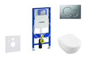 GEBERIT Duofix Modul pro závěsné WC s tlačítkem Sigma01, matný chrom + Villeroy Boch WC a sedátko, DirectFlush, SoftClose, CeramicPlus 111.300.00.5 NI3