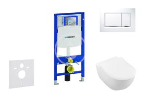 GEBERIT Duofix Modul pro závěsné WC s tlačítkem Sigma30, bílá/lesklý chrom + Villeroy Boch WC a sedátko, DirectFlush, SoftClose, CeramicPlus 111.300.00.5 NI5