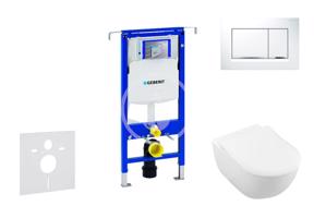 GEBERIT Duofix Modul pro závěsné WC s tlačítkem Sigma30, bílá/lesklý chrom + Villeroy Boch WC a sedátko, DirectFlush, SoftClose, CeramicPlus 111.355.00.5 NI5