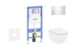 GEBERIT Duofix Modul pro závěsné WC s tlačítkem Sigma30, lesklý chrom/chrom mat + Ideal Standard Tesi WC a sedátko, Aquablade, SoftClose 111.355.00.5 NU6