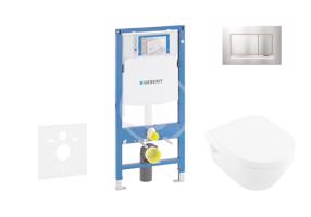 GEBERIT Duofix Modul pro závěsné WC s tlačítkem Sigma30, matný chrom/chrom + Villeroy Boch WC a sedátko, DirectFlush, SoftClose, CeramicPlus 111.300.00.5 NB7