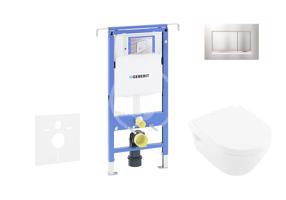 GEBERIT Duofix Modul pro závěsné WC s tlačítkem Sigma30, matný chrom/chrom + Villeroy Boch WC a sedátko, DirectFlush, SoftClose, CeramicPlus 111.355.00.5 NB7