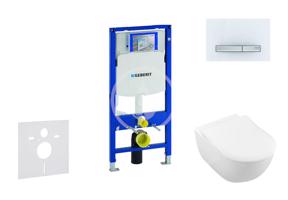 GEBERIT Duofix Modul pro závěsné WC s tlačítkem Sigma50, alpská bílá + Villeroy Boch WC a sedátko, DirectFlush, SoftClose, CeramicPlus 111.300.00.5 NI8