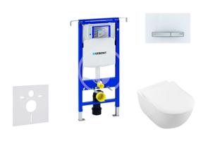 GEBERIT Duofix Modul pro závěsné WC s tlačítkem Sigma50, alpská bílá + Villeroy Boch WC a sedátko, DirectFlush, SoftClose, CeramicPlus 111.355.00.5 NI8