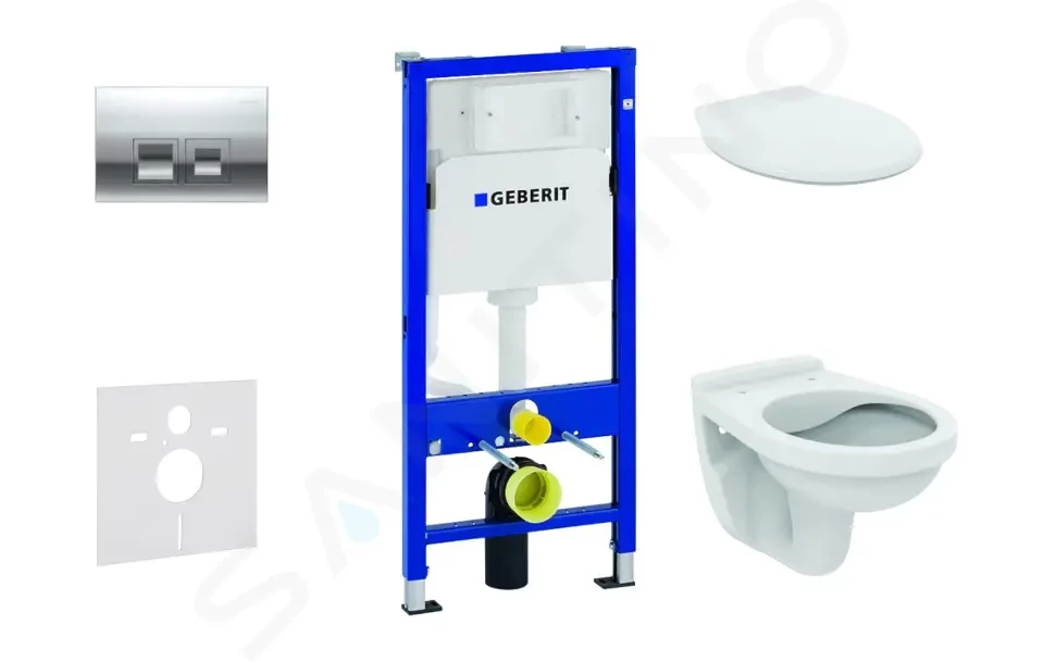 GEBERIT Duofix Set předstěnové instalace, klozet Alpha se sedátkem, tlačítko Delta35, lesklý chrom 458.103.00.1 NR5