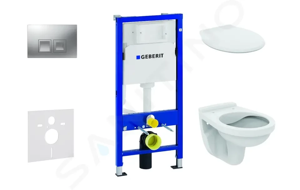 GEBERIT Duofix Set předstěnové instalace, klozet Alpha se sedátkem, tlačítko Delta35, matný chrom 458.103.00.1 NR6