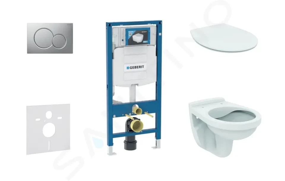 GEBERIT Duofix Set předstěnové instalace, klozet Alpha se sedátkem, tlačítko Sigma01, matný chrom 111.300.00.5 ND3