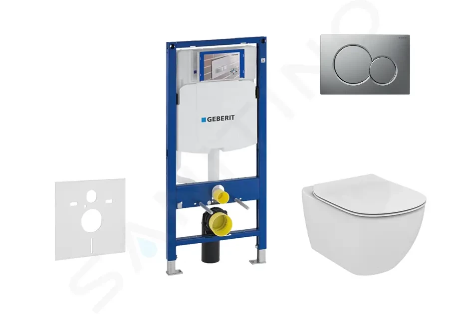 GEBERIT Duofix Set předstěnové instalace, klozetu a sedátka Ideal Standard Tesi, tlačítka Sigma01, Aquablade, SoftClose, matný chrom 111.300.00.5 NU3