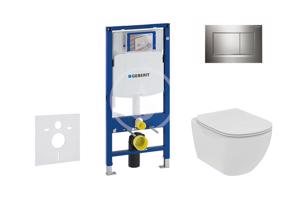 GEBERIT Duofix Set předstěnové instalace, klozetu a sedátka Ideal Standard Tesi, tlačítka Sigma30, Rimless, SoftClose, lesklý chrom/chrom mat 111.300.00.5 NE6