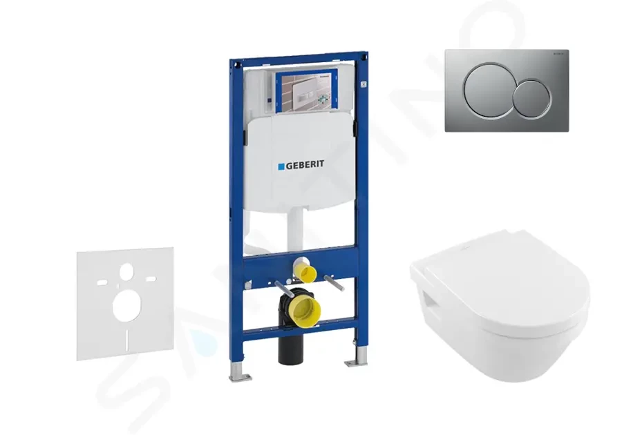 GEBERIT Duofix Set předstěnové instalace, klozetu a sedátka Villeroy & Boch, tlačítka Sigma01, DirectFlush, SoftClose, CeramicPlus, matný chrom 111.300.00.5 NB3