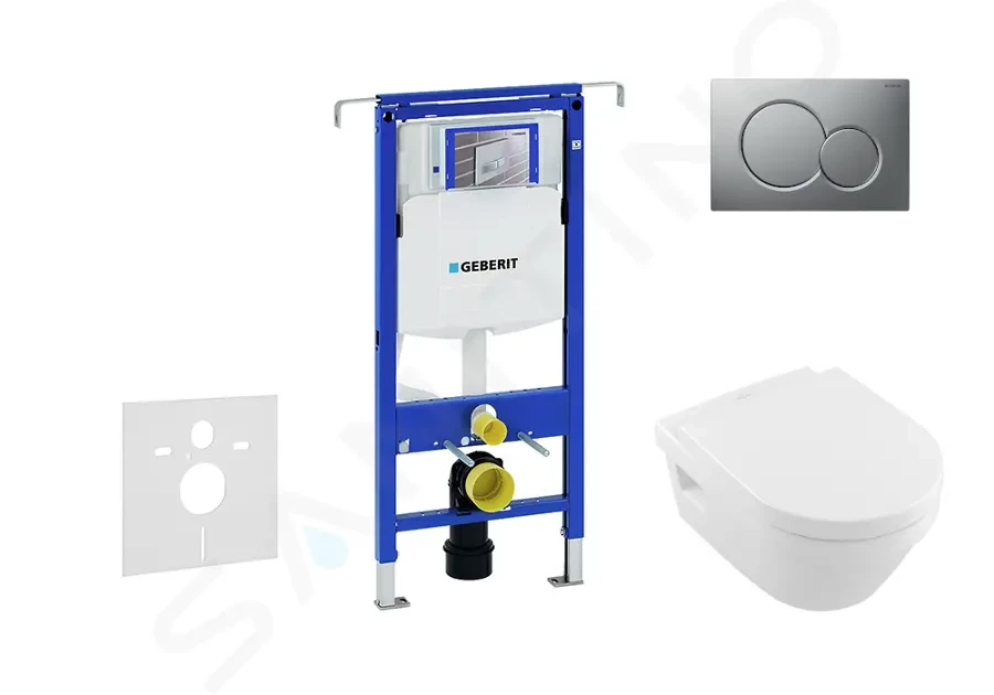 GEBERIT Duofix Set předstěnové instalace, klozetu a sedátka Villeroy & Boch, tlačítka Sigma01, DirectFlush, SoftClose, CeramicPlus, matný chrom 111.355.00.5 NB3