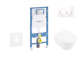 GEBERIT Duofix Set předstěnové instalace, klozetu a sedátka Villeroy & Boch, tlačítka Sigma20, DirectFlush, SoftClose, CeramicPlus, bílá/chrom 111.300.00.5 NB4