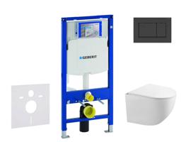 GEBERIT Duofix Set předstěnové instalace, klozetu Gaia a sedátka softclose, tlačítko Sigma30, matná černá/černá SANI11CA5105